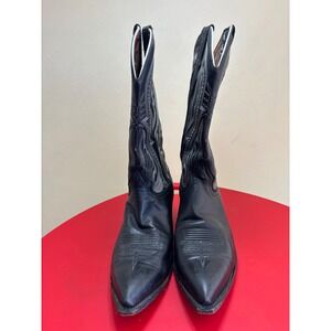Larry Mahan El Paso Mens Black Leather Western Cowboy Boots Pointed Toe 9.5 EE